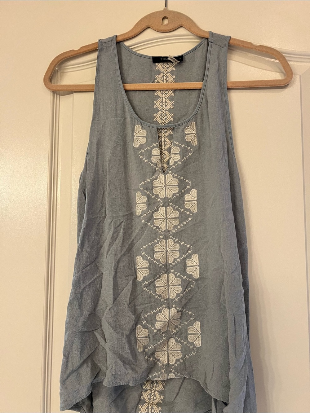 THML Light Blue Embroidered Sleeveless Camisole